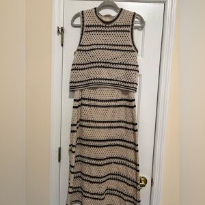 Solitaire Beige and Black Knit Top and Skirt Set